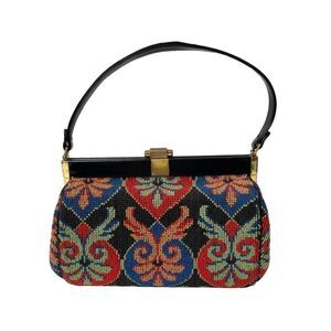 Vintage Coblentz tapestry needle point purse 50s 60s‎ boho festival artsy unique